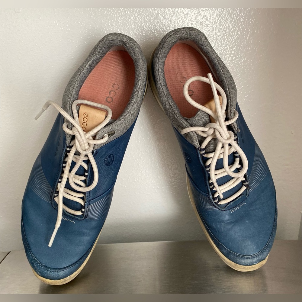ECCO WOMENS Blue Leather Golf Shoes - Picture 5 of 11